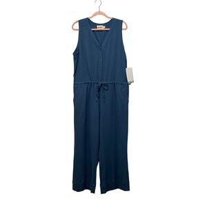 NWT PACT Coastal Blue Gauzy Jumpsuit Sleeveless XLARGE 100% Organic Cotton NEW